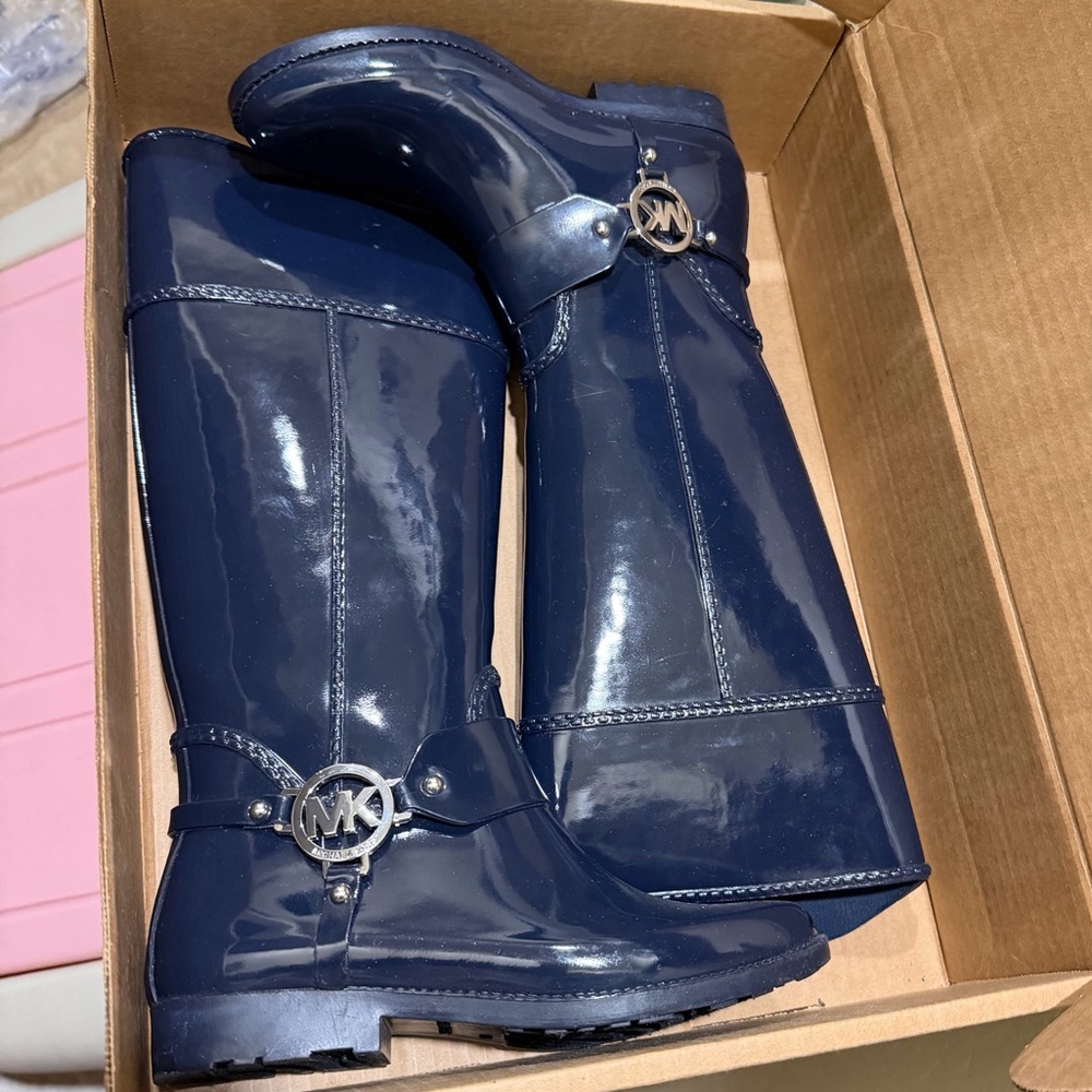 Navy Michael Kors Rain Boots